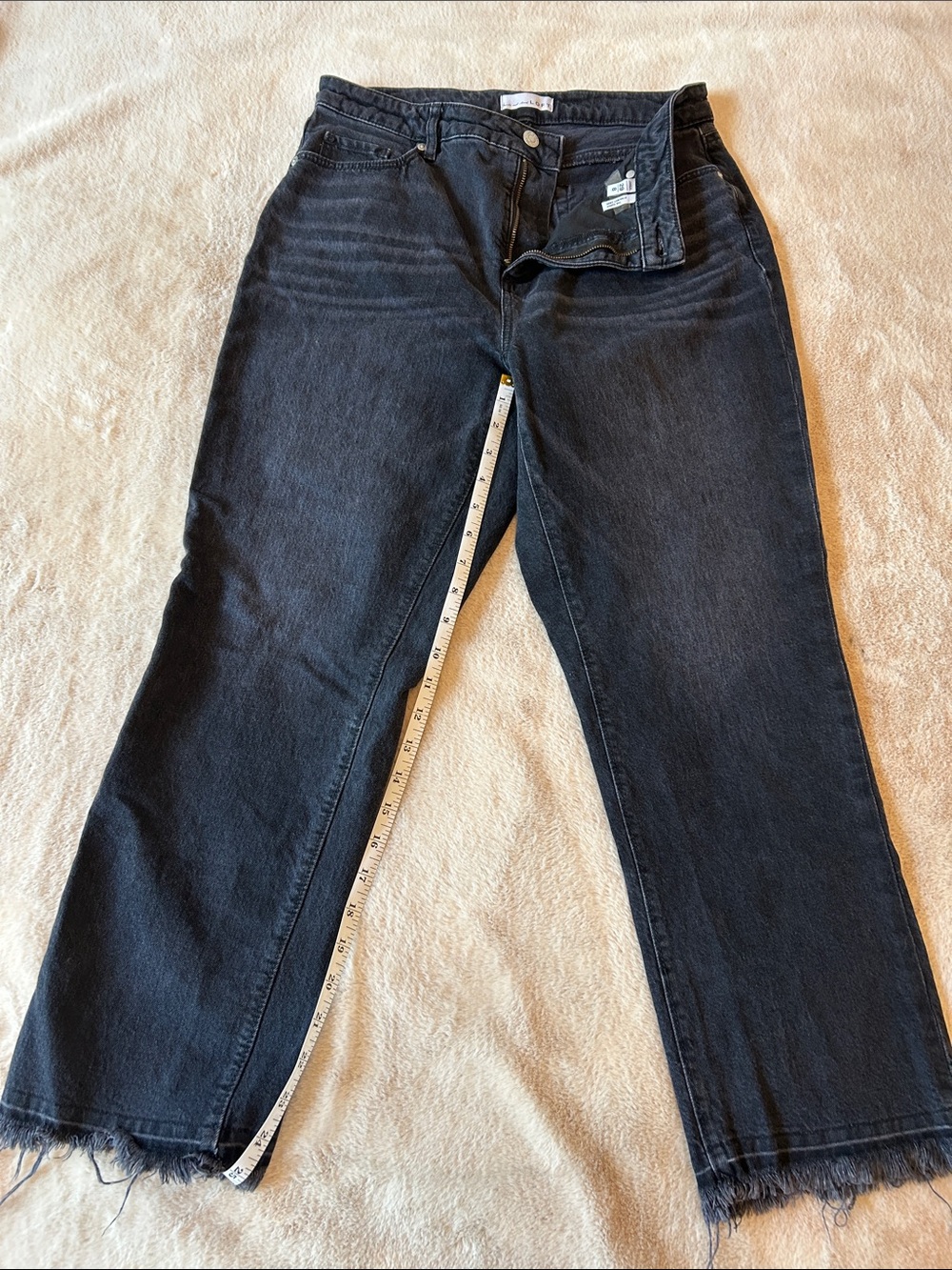 LOFT Washed Black Straight Leg Jeans with Frayed Hem